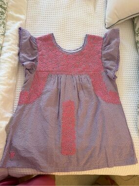 J. Marie Women’s Embroidered Gingham Tunic in Purple and Pink